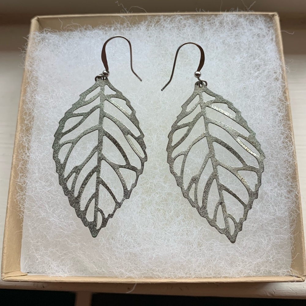 Incredibly Lightweight Silver Leaf Earrings